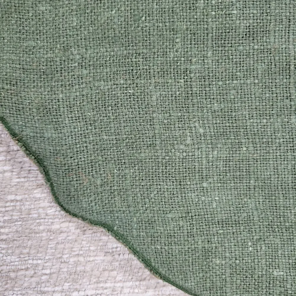 VTG Williams Sonoma Linen Placemats Sage Green Scalloped Edge Oval Set of 4